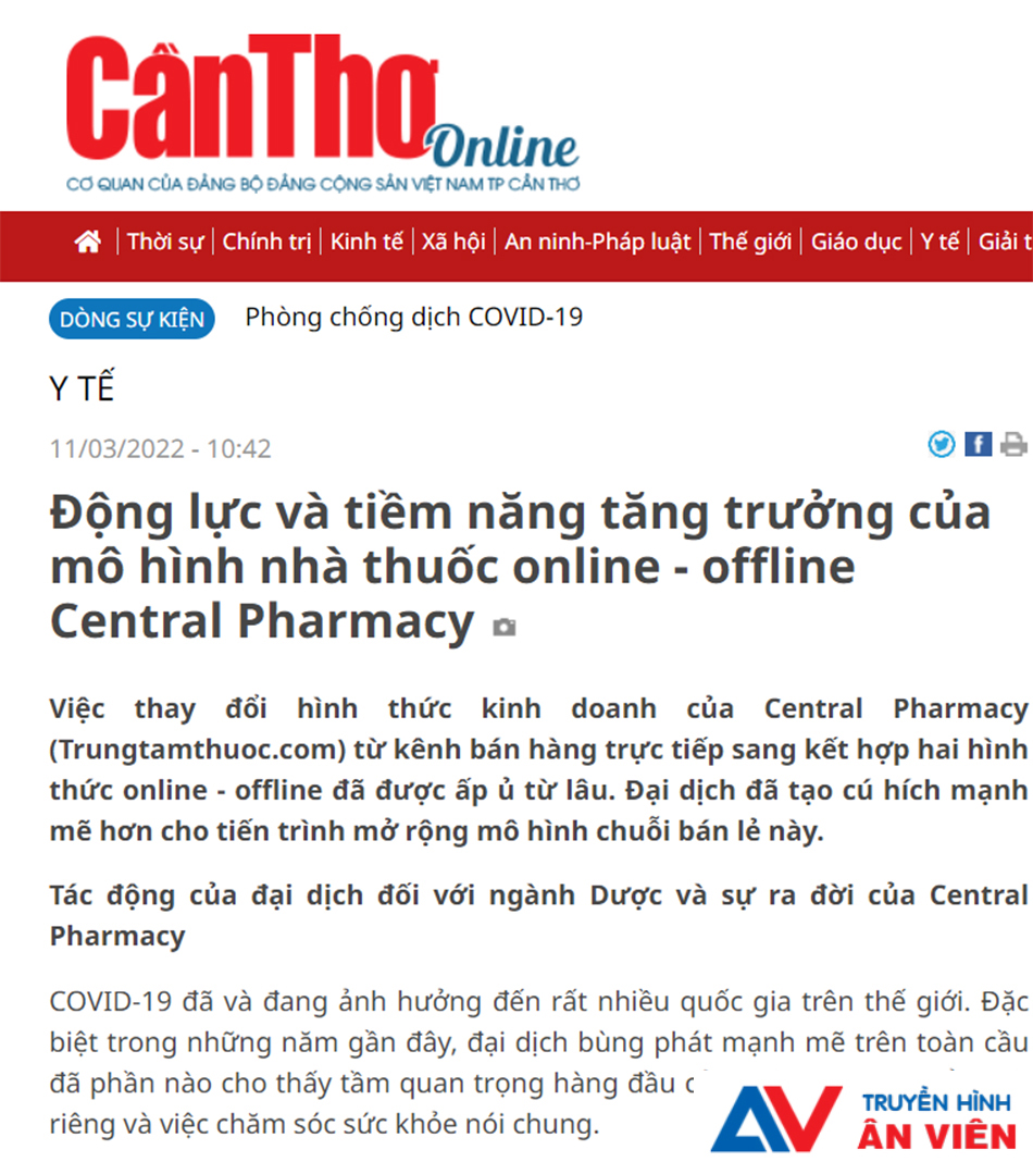 Báo Cần Thơ Online: Động lực và tiềm năng tăng trưởng của mô hình nhà thuốc online - offline Central Pharmacy 